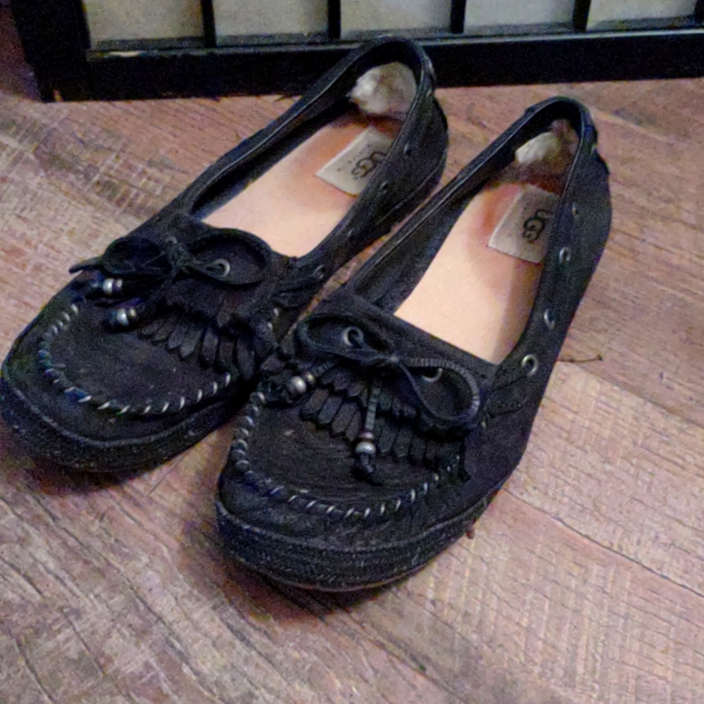 UGG Black Suede Mocosins.